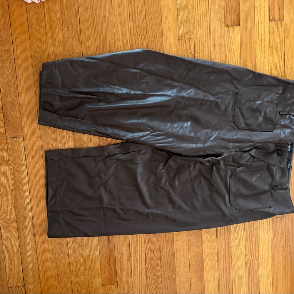 Maeve Dark Brown Faux Leather Pants